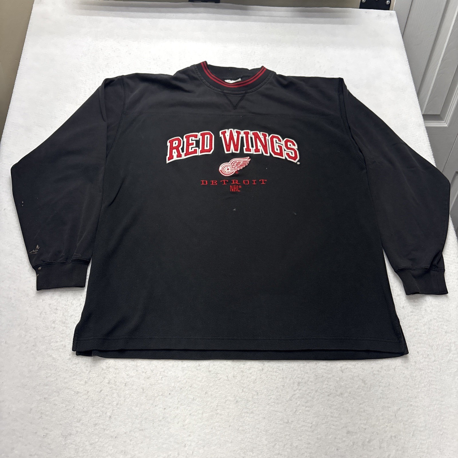 Vintage 90s Detroit Red Wings NHL Sweatshirt XL Lee Sport Black Crewneck Hockey