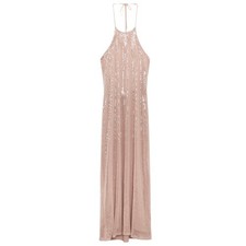Zara Sequin Halter Maxi Dress Sleeveless Evening Gown Party Cocktail Formal