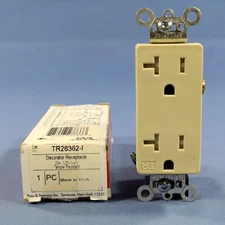 Pass & Seymour Ivory Tamper Resistant Decorator Receptacle 20A 125V TR26362-I