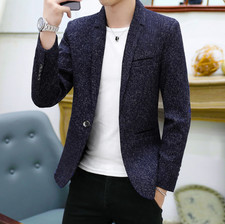 Mens Casual One Button Suit Jacket Slim Fit Sport Coat Lightweight Blazer Jacket
