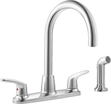 High-Arc Polished Chrome Kitchen Faucet with Spray  2 Handles