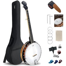 5 String Banjo 38 Inch Full Size, Closed Back Mahogany Banjo with Remo Head,2...