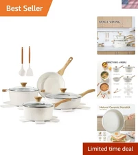13-Piece Nonstick Ceramic Cookware Set - PFAS Free & Stylish Kitchen Essential