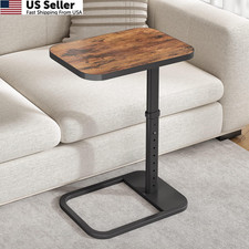 Kitstorack TV Tray Table, Adjustable Height & Flip-Top Large Top Brown