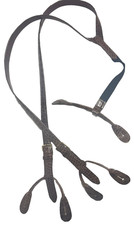 Brown Exotic Leather Button Suspenders Y Back Crocodile Pattern Braces Adjustabl