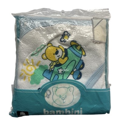 Vintage Bambini Baby Terry Cloth Hooded Towel with Bear Design In Bag