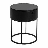 Nachtschrank Nachttisch Schrank 40 X 40 X 51 Cm Schwarz Mit Schublade Runder
