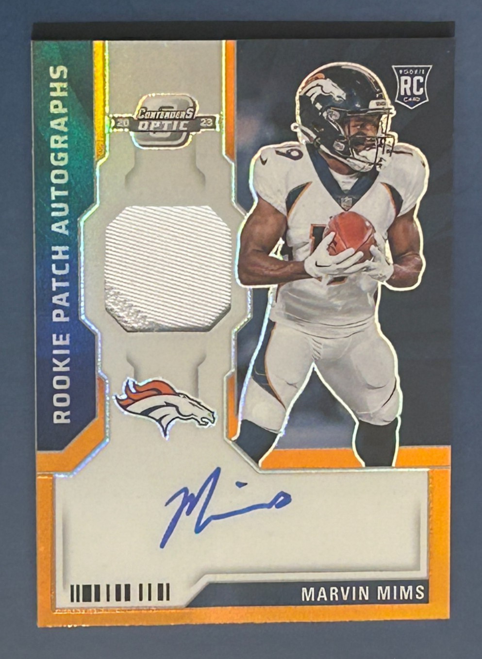 2023 Contenders Optic MARVIN MIMS Rookie Patch Auto Orange /25 RPA