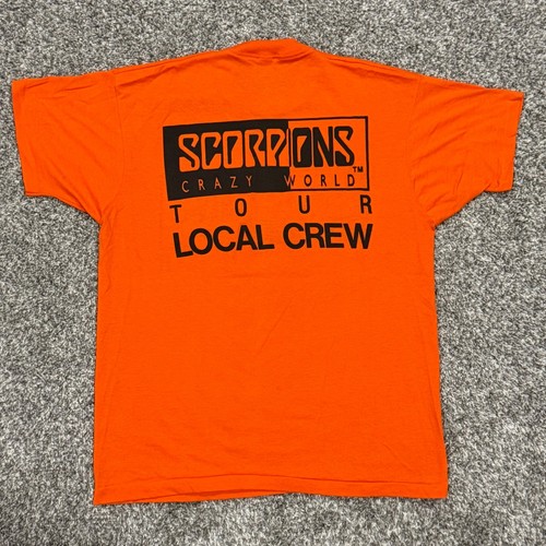 Vintage 1990 Scorpions Crazy World Tour Local Crew T-Shirt Screen Stars Mens XL - Picture 5 of 6