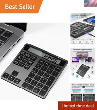 Rechargeable Wireless Number Pad - Compact 34-Key Bluetooth Keypad for All De...