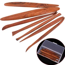 Set of 7 Pieces Wooden Clay Sculpting Tools with Plastic Double Ended Ceramic...