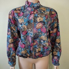 Vintage 1990s Jean Bell Collection tropical print lightweight zip up jacket