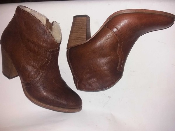 Women Jigsaw Ankle Boots Orange Leather 38