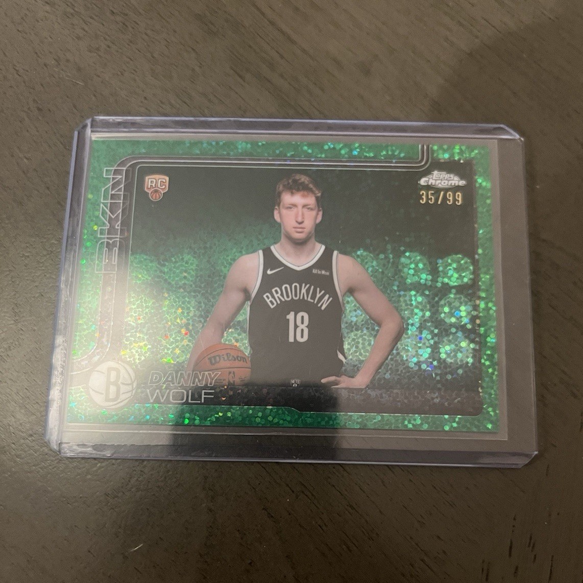 Danny Wolf 2025-26 Topps Chrome RC Image Variation Green Speckle /99 Nets #277