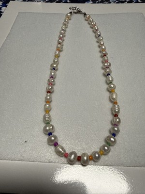 handcrafted necklace Multi Colored With Freshwater Pearl