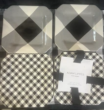 NWT (4) Adam Lippes White and Black Set of Appetizer Plates SEE PICS (2262)