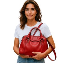 Marc by Marc Jacobs Purse Womens Red Fulton Leather Wellington Satchel Crossbody