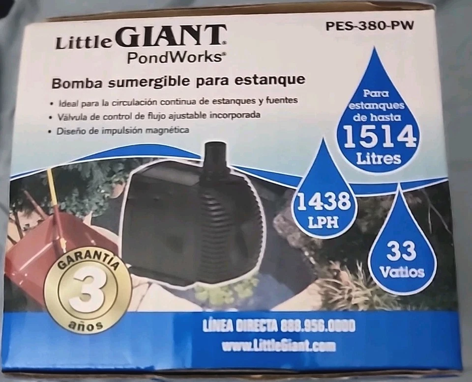 Bomba sumergible para estanque - Little Giant PondWorks PES-380-PW - NUEVA Foto 3 de 4