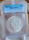 1921 D $1 Morgan Silver Dollar AU58 ICG