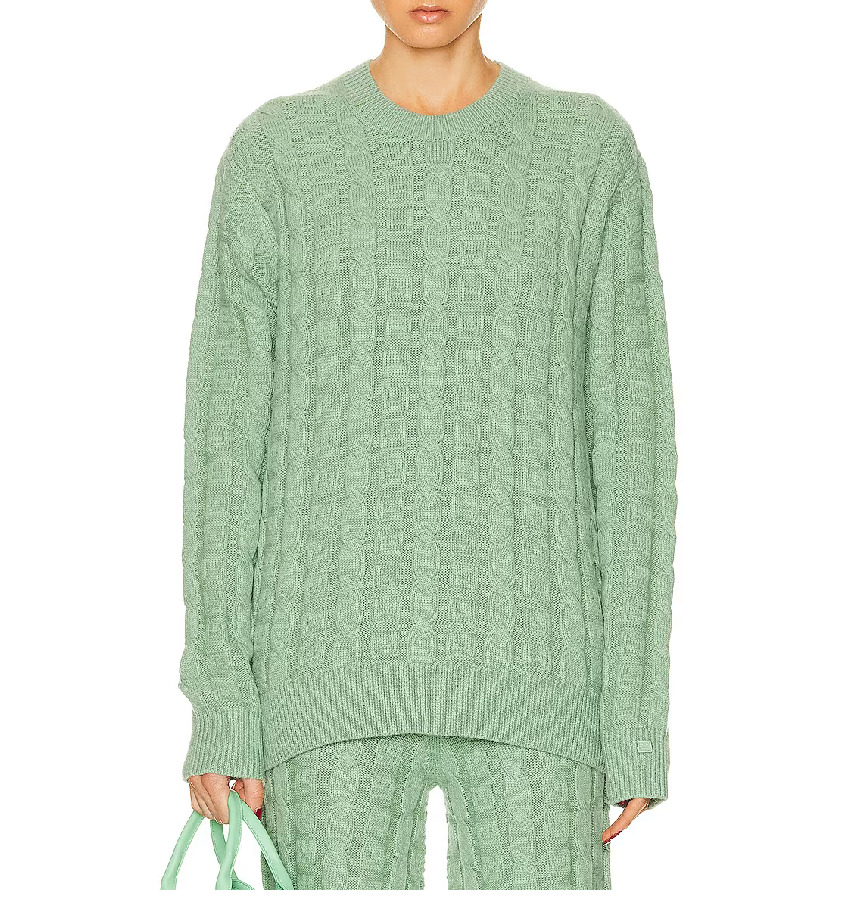 ACNE STUDIOS Face Knit Pullover Sweater In Sage Green Size XS Orig. $540 NEW