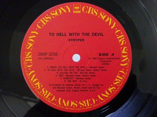 Stryper To Hell With The Devil CBS/Sony 28AP 3256 Japan VINYL LP OBI - Picture 3 of 3