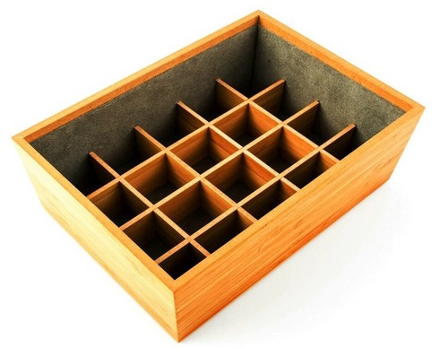 Bamboo Drawer Organizer Box with Removable Tray-20 Slot Tray, 10.50 x 7.50 x 4 I