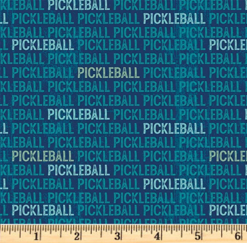 Pickleball Champ Tonal Words Dark Blue Fabric PCHA 052669 DB By the Half Yard
