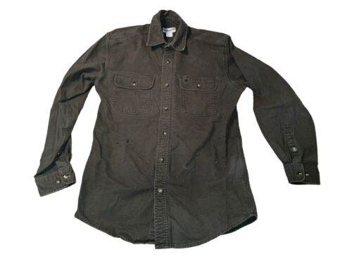 Carhartt Shirt Mens Medium Brown Flannel Heavyweight Button Up Long ...