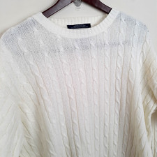 Tommy Hilfiger Cable Knit Sweater Men's Size Large Lightweight Pullover Vintage