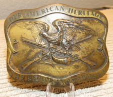 1977 American Heritage 2nd Amendment Brass Belt Buckle - Indiana Metal Craft