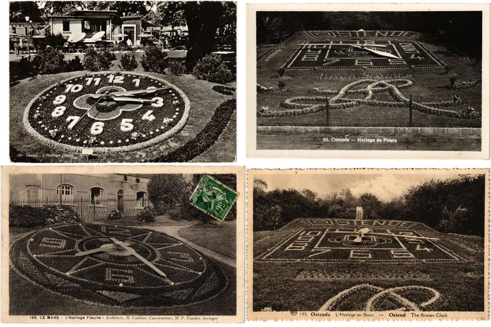 FLOWER CLOCKS L'Horloge Fleurie 28 Postcards Mostly Pre-1960 (L5628) - Image 3 of 4