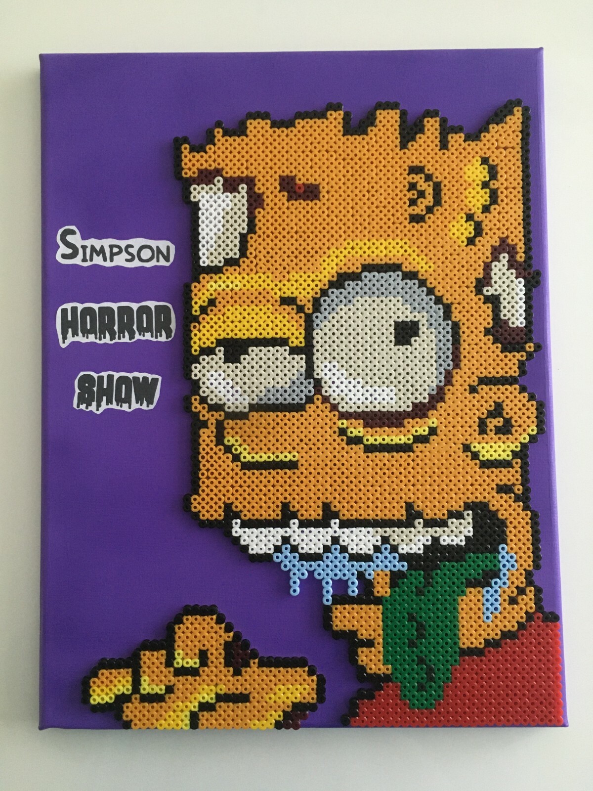 Pixel art Bart Simpson Horror Show | Tableau en perles à repasser fait main