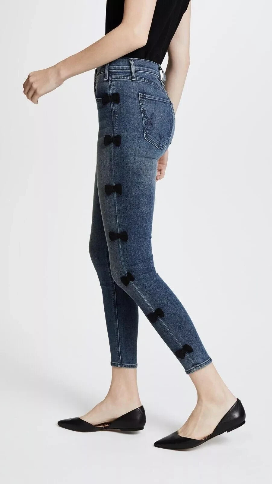 Anthropologie McGuire No Bow No Go Side-Bow Mid-Rise Skinny Jeans 27 party NWT