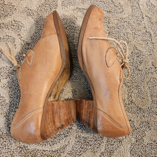 70s Vintage Embroidered leather Platform Shoes Women’s sz 9 Oxford Dance Heels - Picture 6 of 9