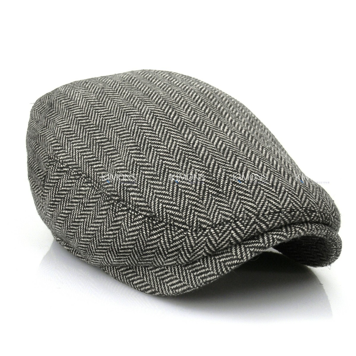 EM Herringbone Ivy Hat Wool Stripe Gatsby Cap Golf Driving Flat