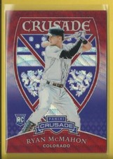 Ryan McMahon RC 2018 Panini Crusade RUBY WAVE Rookie Card / 199 Colorado Rockies