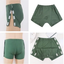 2PCS Men Tear Away Boxer Brief Side Hook and Loop ​Underwear Shorts Elderly