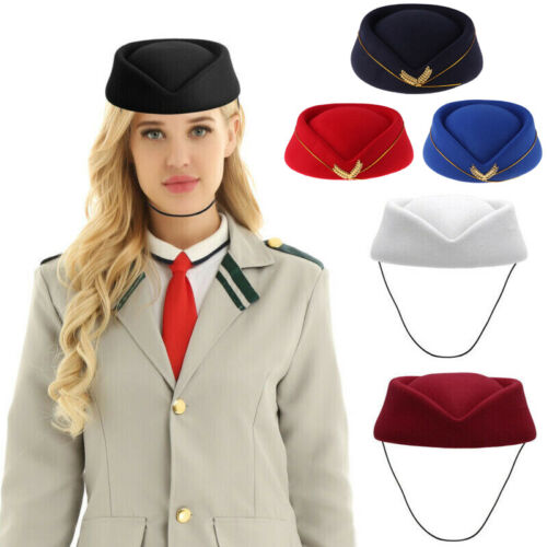 New Imitation Wool Felt Stewardess Hat Flight Air Hostesses Hat Uniform Base Cap - 第 1/65 張圖片