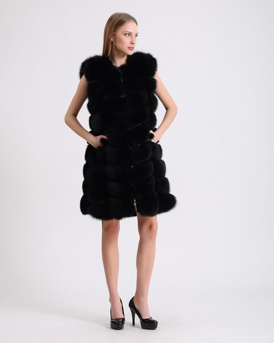 Chaleco Largo Madonna, Chaleco Zorro Negro, Chaleco Cálido y Elegante para Mujer - Imagen 5 de 8