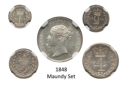 Great Britain 1848 Victoria Silver Maundy Set NGC