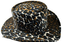 Western Express 6 5/8 Leopard Animal Print Faux Fur Cowboy Cowgirl Hat VTG 90s