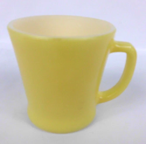 Vintage Fire King Anchor Hocking Yellow Milk Glass Mug Coffee Cup D Handle USA