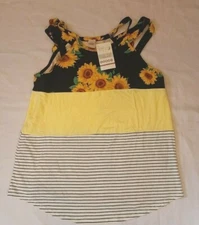 NWT 7th Ray Women’s Strappy Stretchy Tank Top Sunflower Stripe Large MSRP $32.95