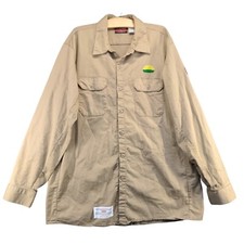 Bulwark Men's Flame Resistant Button Up Shirt XL Long Sleeve Tan Cotton