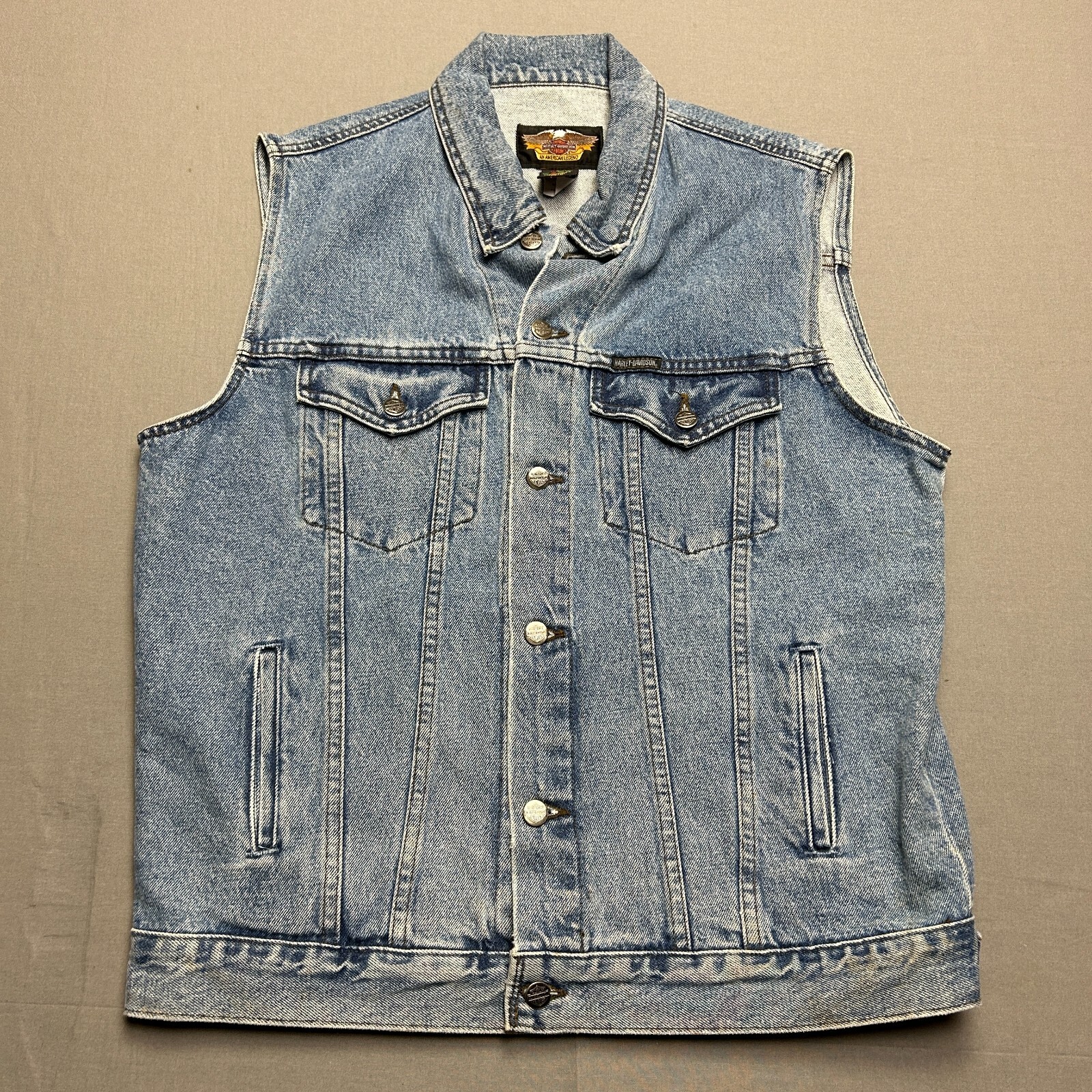 Vintage Harley Davidson Vest Mens Large Motorcycle Li… Gem