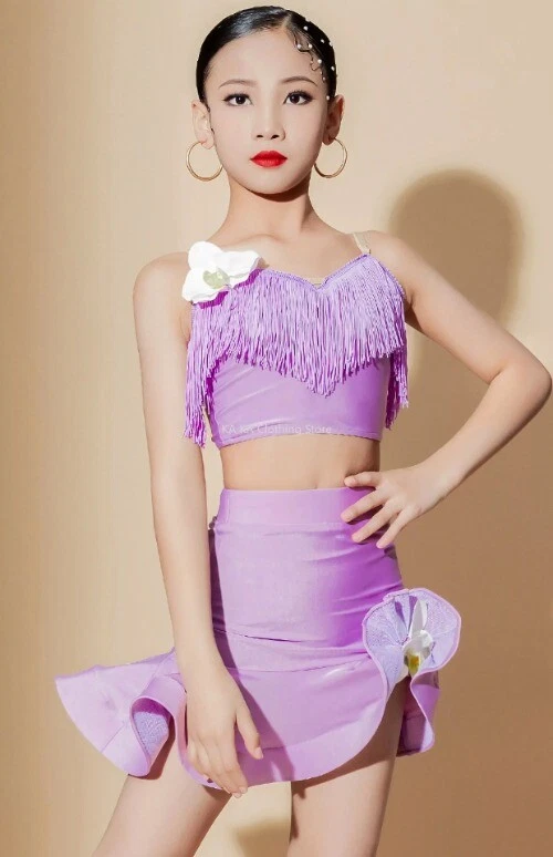 VETEMENTS Abito da ballo latino bambina frange abiti da ballo latino bambini competizione sala da ballo