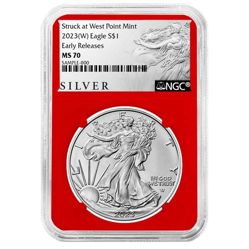 2023 (W) $1 American Silver Eagle NGC MS70 ER ALS Label Red Core