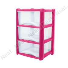 3 Drawer Plastic Storage Tower Unit Organizer Home Office School Storage Chest