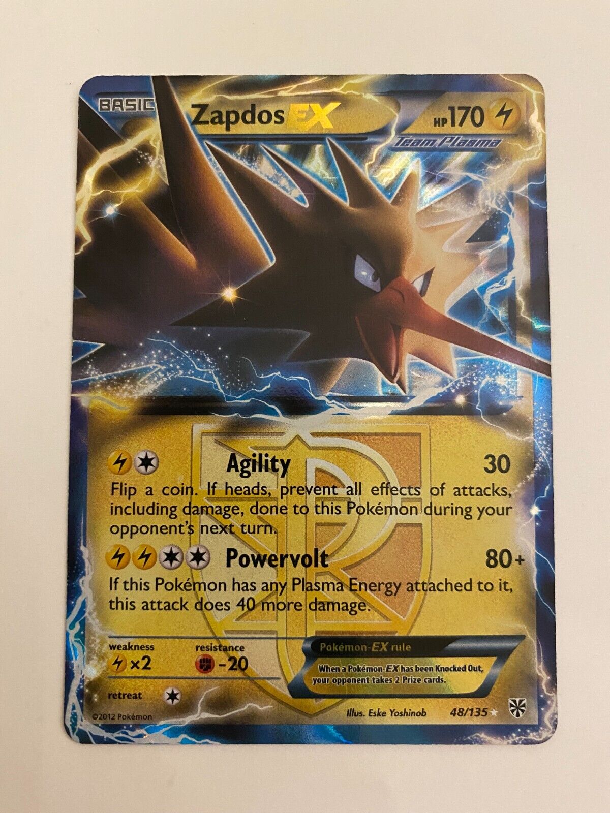 Card Zapdos-EX 48/135 da coleção Plasma Storm