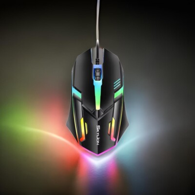 SKYLION F1 kabelgebundene Maus mit 3 Tasten bunte Beleuchtung Gaming und Büro